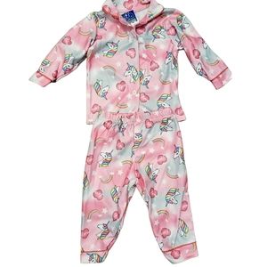 Mon Petit Baby Girl Unicorn, Hearts, Star LS 2-Piece Pajamas - NWT